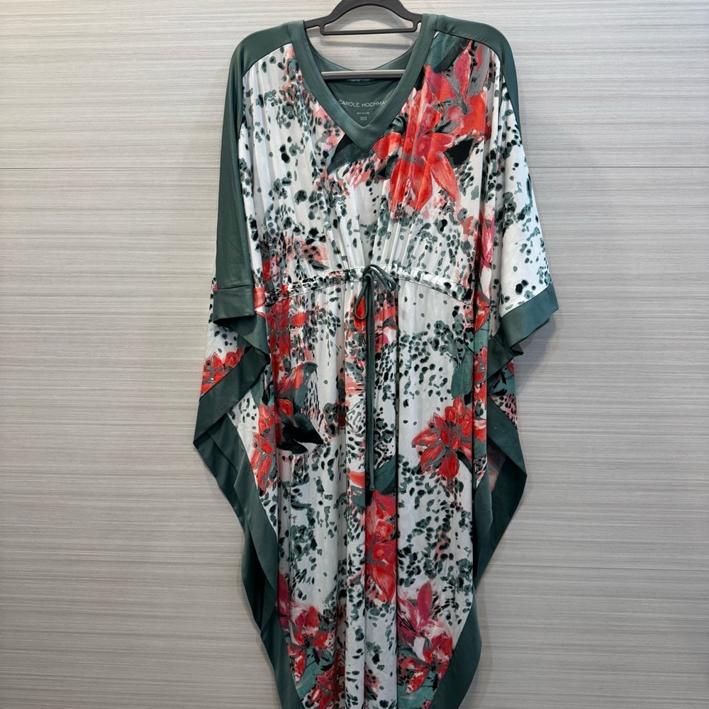 Carole Hickman Tropical Cheetah Caftan Lounge Dress XS/S